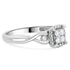 10 Karat White Gold Pave Diamond Engagement Ring