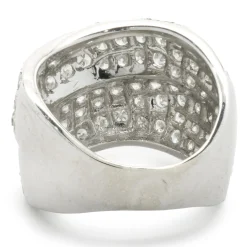 18 Karat White Gold Pave Diamond Wave Cigar Band