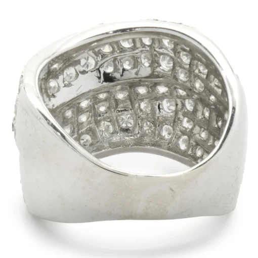 18 Karat White Gold Pave Diamond Wave Cigar Band