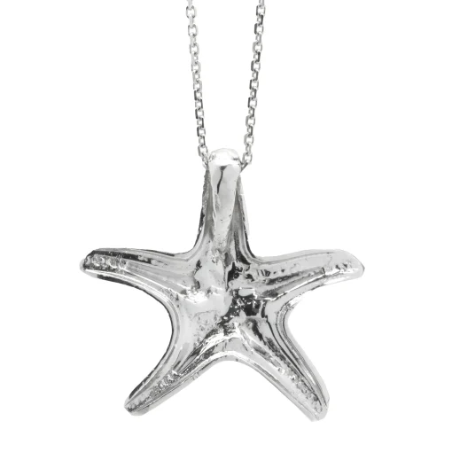 14 Karat White Gold Pave Diamond Starfish Necklace