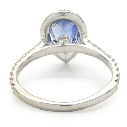 14 Karat White Gold Pear Cut Sapphire and Diamond Ring