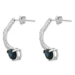 14 Karat White Gold Pear Cut Sapphire and Diamond Drop Earrings
