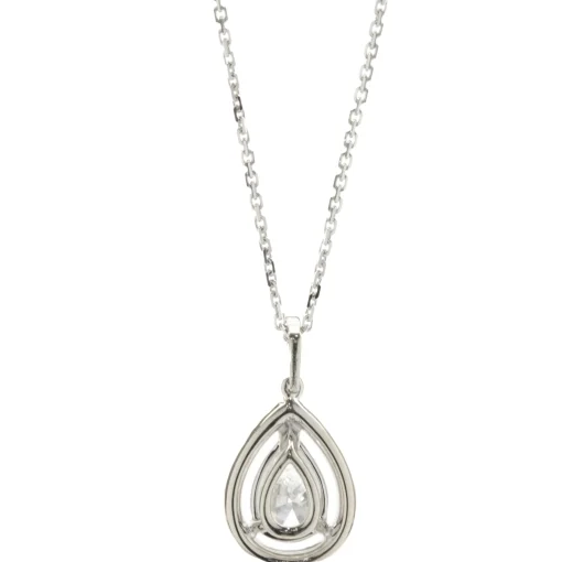 14 Karat White Gold Pear Diamond Halo Necklace