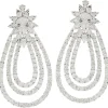 14 Karat White Gold Pear Shape Three Layer Diamond Drop Earrings