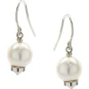 14 Karat White Gold Pearl and Diamond Capped Drop Earrings