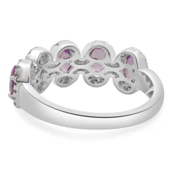 14 Karat White Gold Pink Oval Sapphire with Diamond Halo Ring