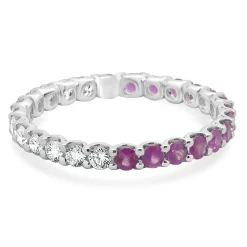 14 Karat White Gold Pink Sapphire and Diamond Band