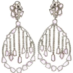 18 Karat White Gold Pink Sapphire and Diamond Dream Catcher Floating Earrings