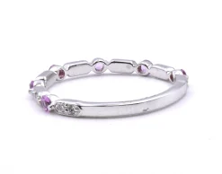 14 Karat White Gold Pink Sapphire and Diamond Band