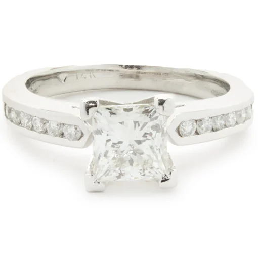 14 Karat White Gold Princess Cut Diamond Engagement Ring