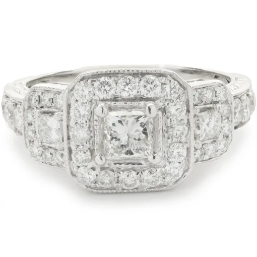 14 Karat White Gold Princess Cut Diamond Engagement Ring