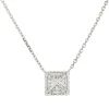 14 Karat White Gold Princess Cut Diamond Halo Necklace