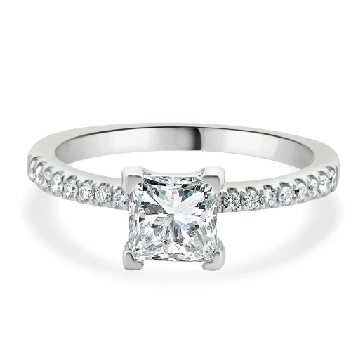 14 Karat White Gold Princess Cut Diamond Engagement Ring