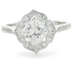 14 Karat White Gold Princess Cut Diamond Engagement Ring