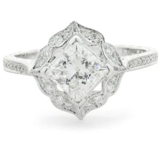 14 Karat White Gold Princess Cut Diamond Engagement Ring