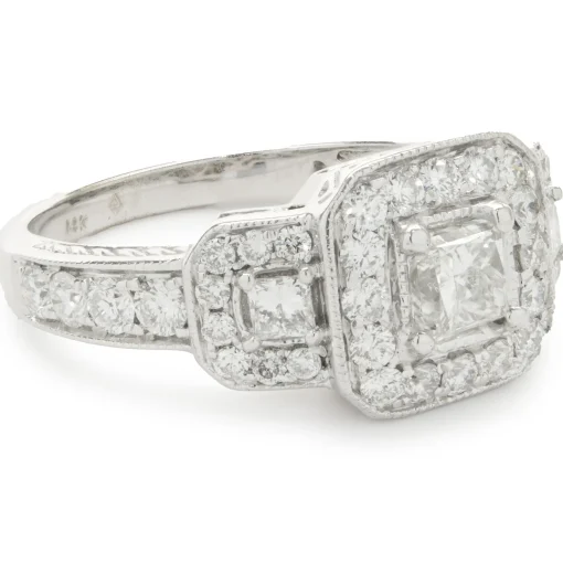 14 Karat White Gold Princess Cut Diamond Engagement Ring