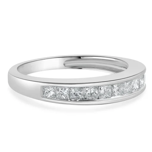 14 Karat White Gold Princess Cut Channel Set Diamond band