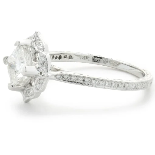 14 Karat White Gold Princess Cut Diamond Engagement Ring