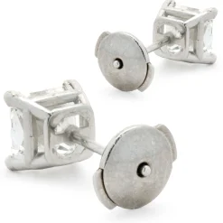 14 Karat White Gold Princess Cut Diamond Stud Earrings
