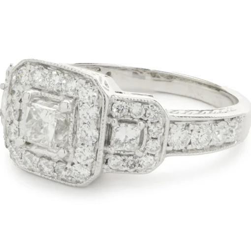 14 Karat White Gold Princess Cut Diamond Engagement Ring
