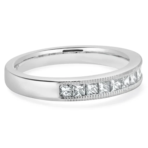 14 Karat White Gold Princess Cut Diamond Band