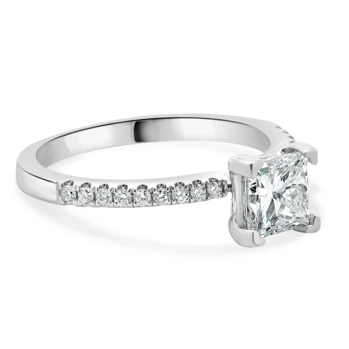 14 Karat White Gold Princess Cut Diamond Engagement Ring