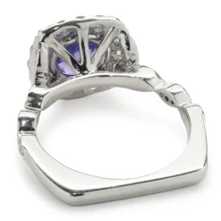 14 Karat White Gold Purple Sri Lanka Sapphire and Diamond Ring