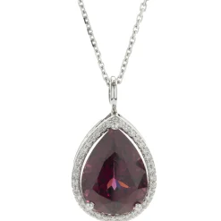 14 Karat White Gold Pyrope Garnet and Diamond Necklace