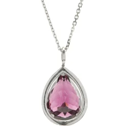 14 Karat White Gold Pyrope Garnet and Diamond Necklace