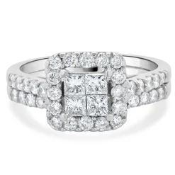 14 Karat White Gold Quad Set Diamond Engagement Ring