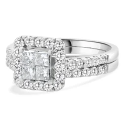 14 Karat White Gold Quad Set Diamond Engagement Ring
