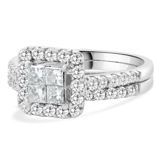 14 Karat White Gold Quad Set Diamond Engagement Ring