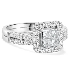 14 Karat White Gold Quad Set Diamond Engagement Ring