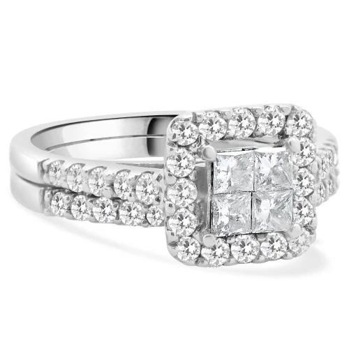 14 Karat White Gold Quad Set Diamond Engagement Ring