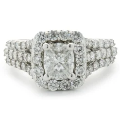 14 Karat White Gold Quad-Set Diamond Engagement Ring
