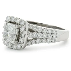 14 Karat White Gold Quad-Set Diamond Engagement Ring