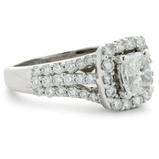 14 Karat White Gold Quad-Set Diamond Engagement Ring