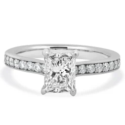 18 Karat White Gold Radiant Cut Diamond Engagement Ring
