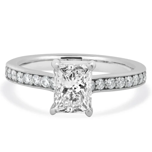 18 Karat White Gold Radiant Cut Diamond Engagement Ring