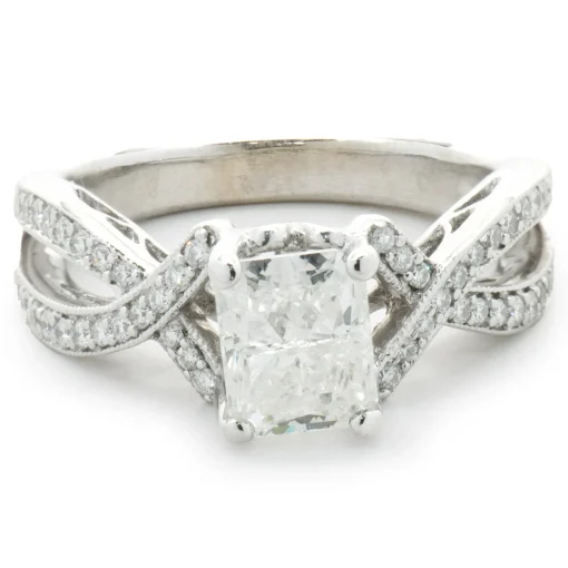 14 Karat White Gold Radiant Cut Diamond Engagement Ring