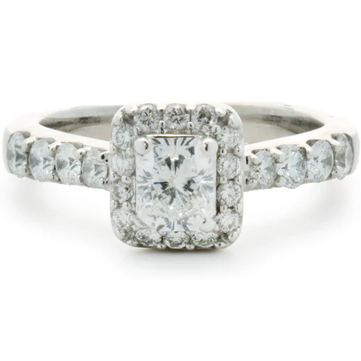 14 Karat White Gold Radiant Cut Diamond Engagement Ring