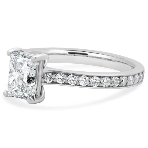 18 Karat White Gold Radiant Cut Diamond Engagement Ring