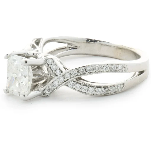 14 Karat White Gold Radiant Cut Diamond Engagement Ring