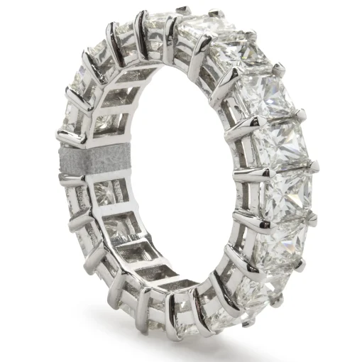 14 Karat White Gold Radiant Cut Diamond Band