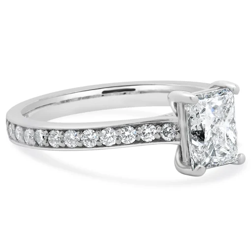 18 Karat White Gold Radiant Cut Diamond Engagement Ring