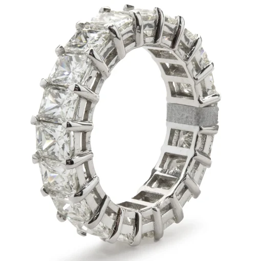 14 Karat White Gold Radiant Cut Diamond Band