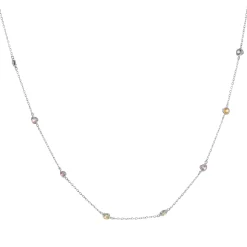 14 Karat White Gold Rainbow Sapphires By The Yard Necklace