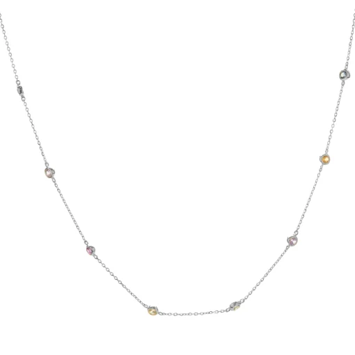14 Karat White Gold Rainbow Sapphires By The Yard Necklace