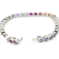 18 Karat White Gold Rainbow Sapphire Tennis Bracelet