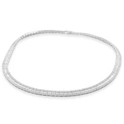 18 Karat White Gold Round and Baguette Cut Diamond Collar Necklace